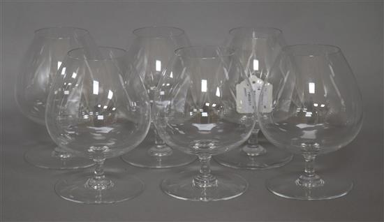 A set of eight Baccarat Massena pattern red wine glasses and a set of six Baccarat brandy balloons